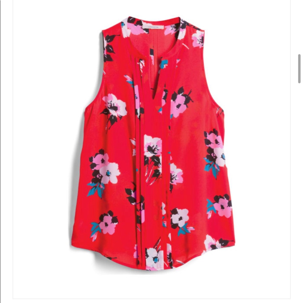 Red floral blouse- tank